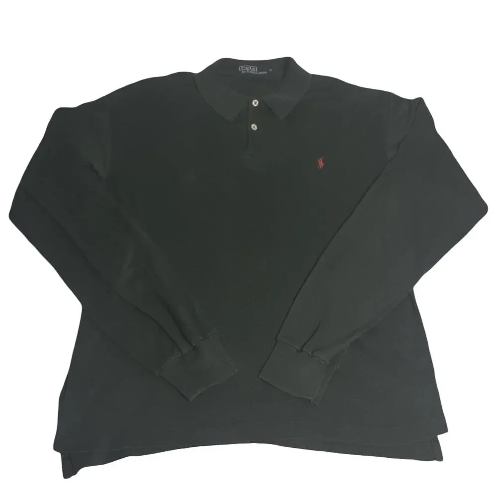 Polo Ralph Lauren Long Sleeve Polo Shirt Mens M Green 100% Cotton Classic